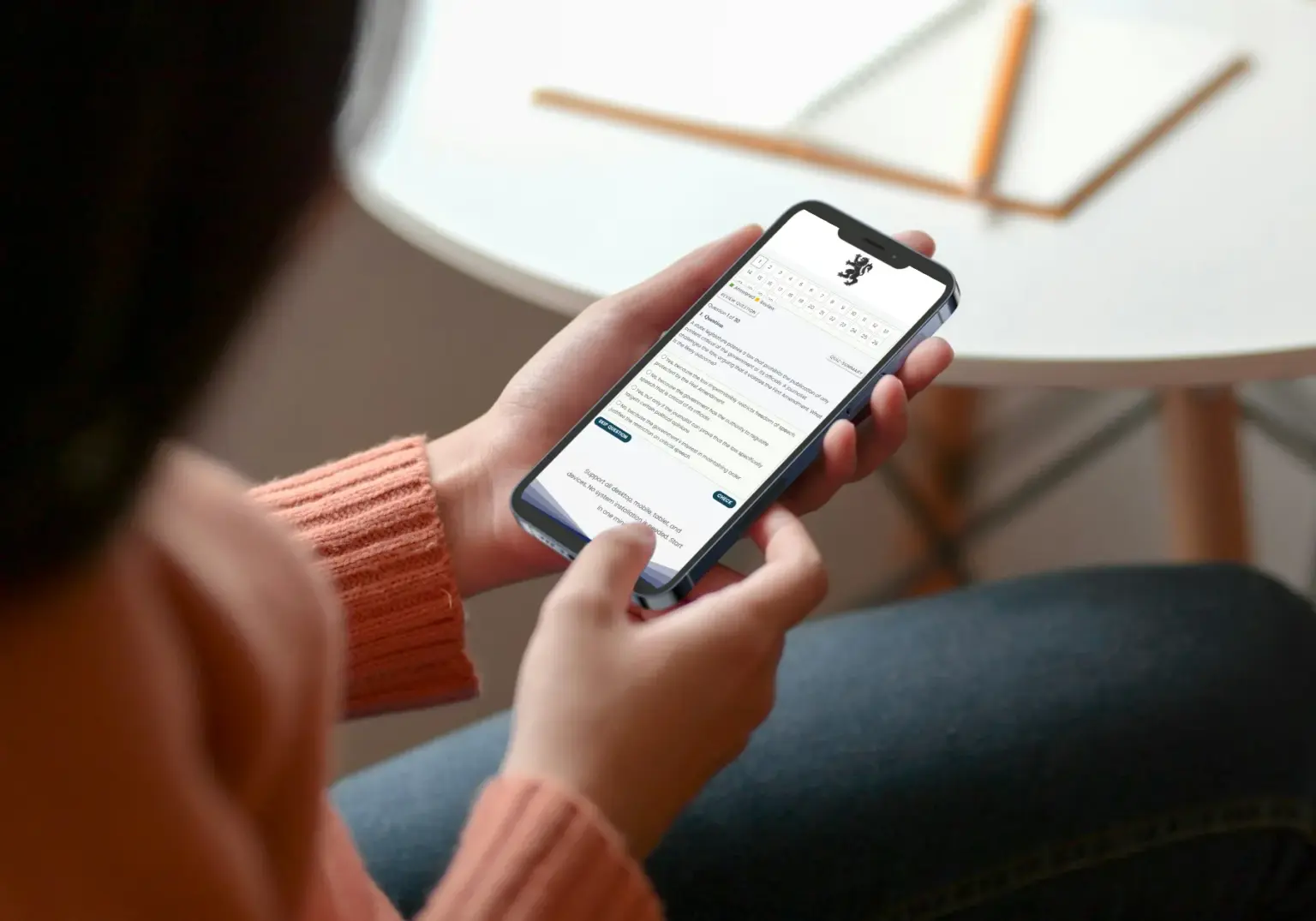 Candidate using WSET Exam on mobile
